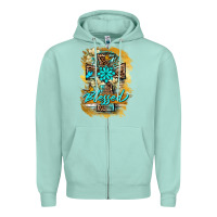 Seafoam western cross blessed lily butterfly Zipper Hoodie - BarkalooDesign
