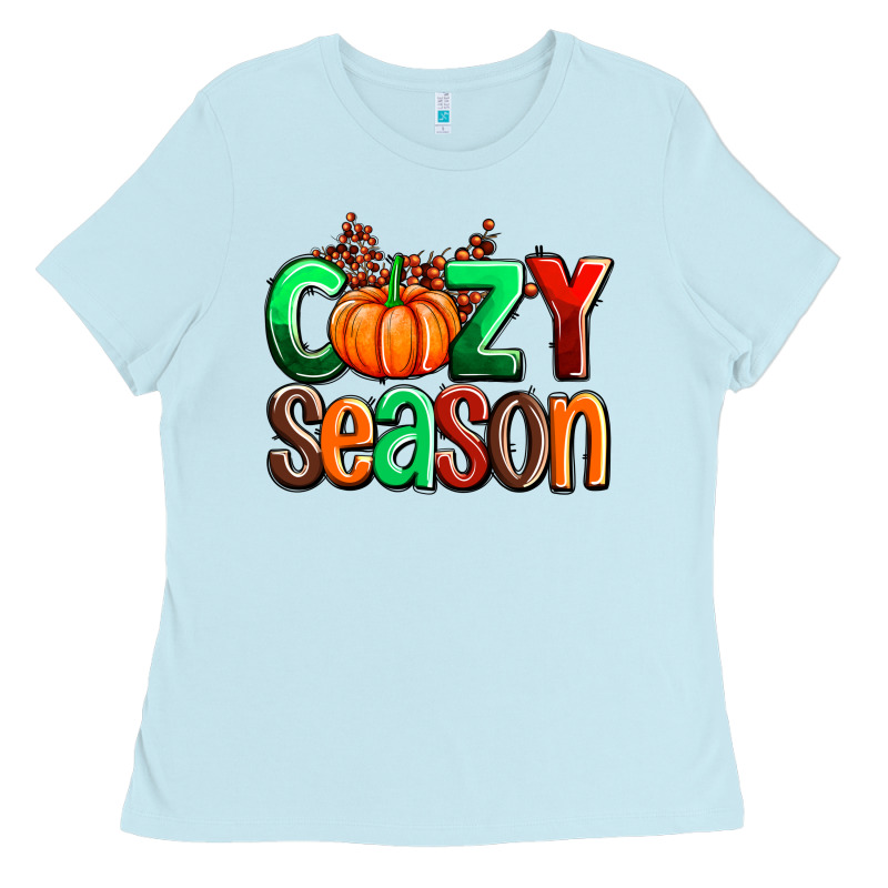 Cozy Season With Fall Colors Palette And Pumpkin Ladies Tee by AdoDesignShop | Teevron