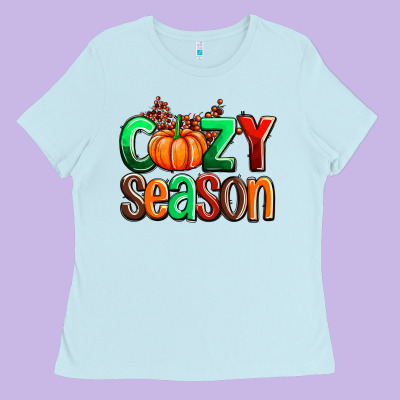Cozy Season With Fall Colors Palette And Pumpkin Ladies Tee Designed By Adodesignshop
