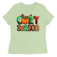 Matcha cozy season with fall colors palette and pumpkin Ladies Tee - AdoDesignShop