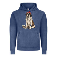 Vintage Denim st bernard with bandanna Vintage Hoodie - texasbilliewilder