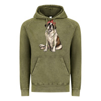 Vintage Olive st bernard with bandanna Vintage Hoodie - texasbilliewilder
