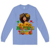 Colony Blue afro woman juneteenth 1865 Long Sleeve Tee - AdoDesignShop