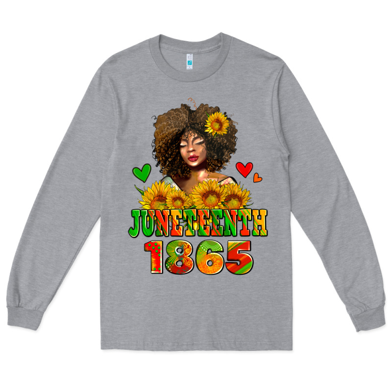 Afro Woman Juneteenth 1865 Long Sleeve Tee by AdoDesignShop | Teevron