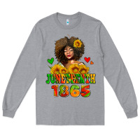 Heather Grey afro woman juneteenth 1865 Long Sleeve Tee - AdoDesignShop