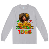 Moon Dust afro woman juneteenth 1865 Long Sleeve Tee - AdoDesignShop