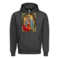Charcoal Heather our lady of guadalupe frame Zipper Hoodie - BarkalooDesign