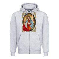 Heather Grey our lady of guadalupe frame Zipper Hoodie - BarkalooDesign