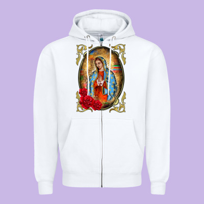 Our Lady Of Guadalupe Frame Zipper Hoodie Designed By Barkaloodesign