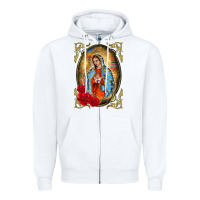 White our lady of guadalupe frame Zipper Hoodie - BarkalooDesign