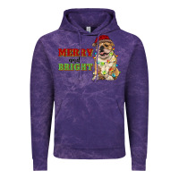 Cloud Purple merry and bright english bulldog Vintage Hoodie - RanaPortraitStore