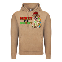 Vintage Coffee merry and bright english bulldog Vintage Hoodie - RanaPortraitStore
