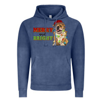 Vintage Denim merry and bright english bulldog Vintage Hoodie - RanaPortraitStore