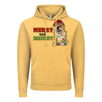 Vintage Mustard merry and bright english bulldog Vintage Hoodie - RanaPortraitStore