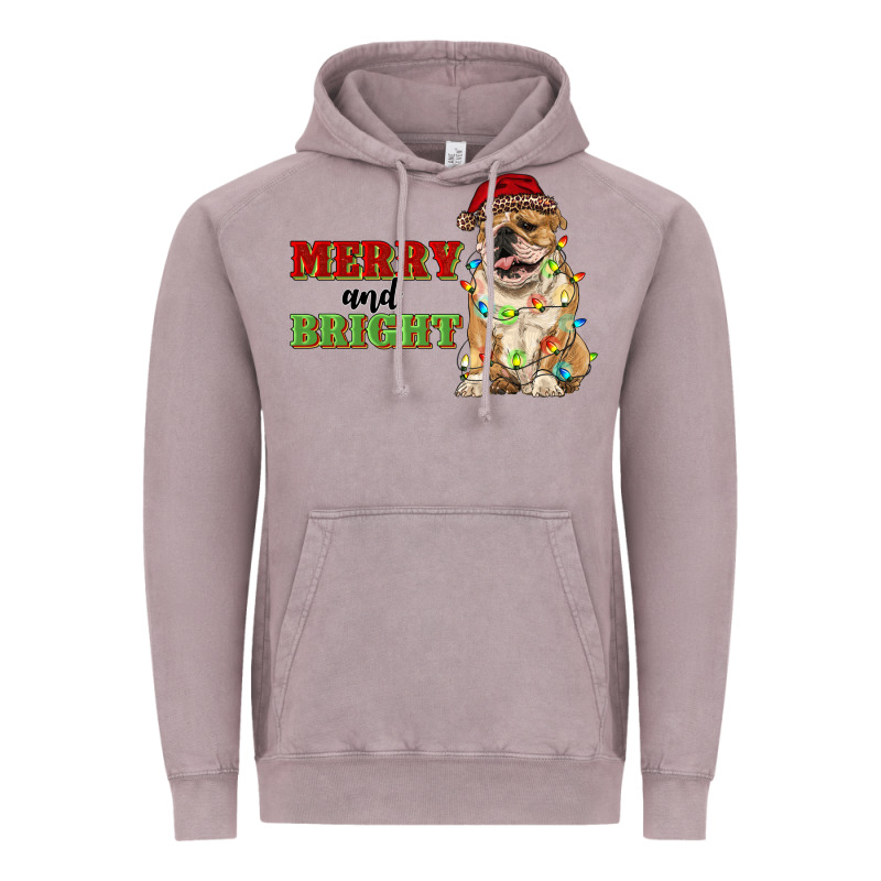 Merry And Bright English Bulldog Vintage Hoodie by RanaPortraitStore | Teevron