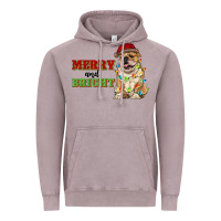 Vintage Zinc merry and bright english bulldog Vintage Hoodie - RanaPortraitStore