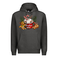Charcoal Heather christmas vibes hot cocoa Premium Hoodie - LillyAllenDesigns