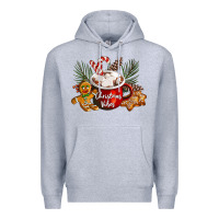 Heather Grey christmas vibes hot cocoa Premium Hoodie - LillyAllenDesigns
