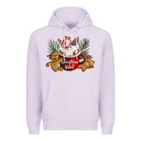 Lilac christmas vibes hot cocoa Premium Hoodie - LillyAllenDesigns