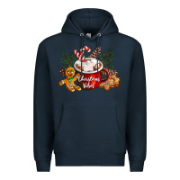 Navy christmas vibes hot cocoa Premium Hoodie - LillyAllenDesigns
