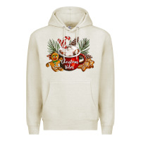 Oatmeal Heather christmas vibes hot cocoa Premium Hoodie - LillyAllenDesigns