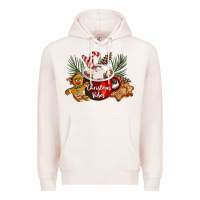 Pale Pink christmas vibes hot cocoa Premium Hoodie - LillyAllenDesigns