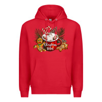 Red christmas vibes hot cocoa Premium Hoodie - LillyAllenDesigns