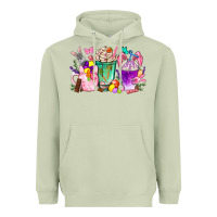 Matcha Easter coffee cups with Bunny Heavyweight Hoodie - NancyCooperArtShop