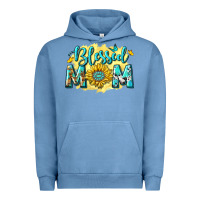 Pigment Pebble Blue Blessed Mom with Sunflowers Urban Hoodie - texasbilliewilder