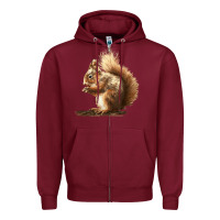 Burgundy Squirrels Zipper Hoodie - LillyAllenDesigns