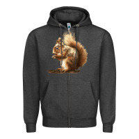 Charcoal Heather Squirrels Zipper Hoodie - LillyAllenDesigns