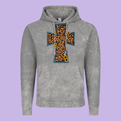 Leopard Sunflower Cross Vintage Hoodie Designed By Jahusdesignshop