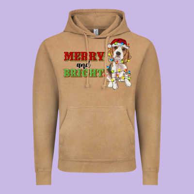 Merry And Bright Beagle Vintage Hoodie Designed By Ranaportraitstore