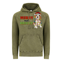 Vintage Olive merry and bright beagle Vintage Hoodie - RanaPortraitStore