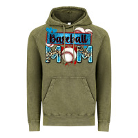Vintage Olive baseball mom with leopard Vintage Hoodie - Zillion Design Studio