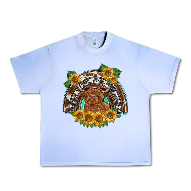 Scottish Calf Sunflowers Rainbow Urban Heavy Tee by BarkalooDesign | Teevron