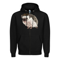 Black Hedgehog Illustrations Zipper Hoodie - LillyAllenDesigns
