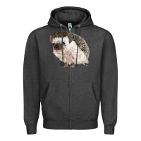 Charcoal Heather Hedgehog Illustrations Zipper Hoodie - LillyAllenDesigns