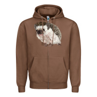 Chestnut Hedgehog Illustrations Zipper Hoodie - LillyAllenDesigns