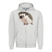 Dove Grey Hedgehog Illustrations Zipper Hoodie - LillyAllenDesigns