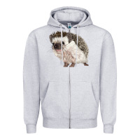 Heather Grey Hedgehog Illustrations Zipper Hoodie - LillyAllenDesigns