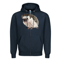 Navy Hedgehog Illustrations Zipper Hoodie - LillyAllenDesigns