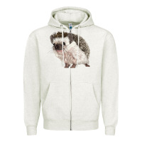 Oatmeal Heather Hedgehog Illustrations Zipper Hoodie - LillyAllenDesigns
