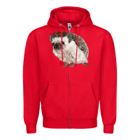 Red Hedgehog Illustrations Zipper Hoodie - LillyAllenDesigns