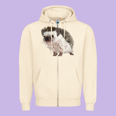 Hedgehog Illustrations Zipper Hoodie Designed By Lillyallendesigns