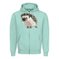 Seafoam Hedgehog Illustrations Zipper Hoodie - LillyAllenDesigns