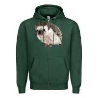 Sports Green Hedgehog Illustrations Zipper Hoodie - LillyAllenDesigns