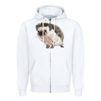 White Hedgehog Illustrations Zipper Hoodie - LillyAllenDesigns