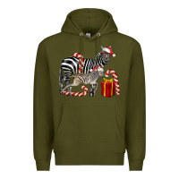 Army Green Christmas Zebra Baby And Mama Premium Hoodie - LillyAllenDesigns