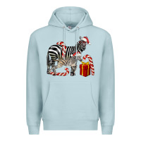 Blue Mist Christmas Zebra Baby And Mama Premium Hoodie - LillyAllenDesigns
